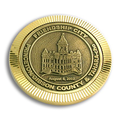 Diamond Cut Coaster W/ 2-3/4" Cast Metal Insert