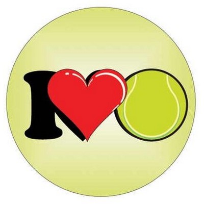I Love Tennis Round Badge w/ Bar Pin (2 1/2" Diameter)