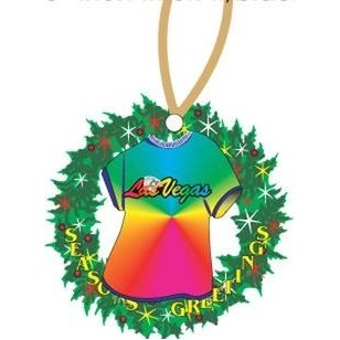 Las Vegas w/ Royal Flush T-Shirt Wreath Ornament W/ Black Back (4 Square Inch)