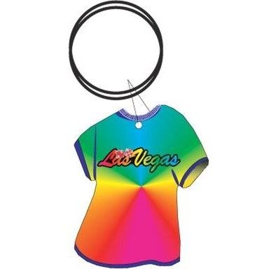 Las Vegas w/Dice T-Shirt Key Chain on Clear Mirrored Back (4 Square Inch)