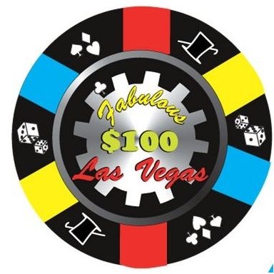 Las Vegas $100 Poker Chip Magnet w/ Full Magnet Back (12 Square Inch)
