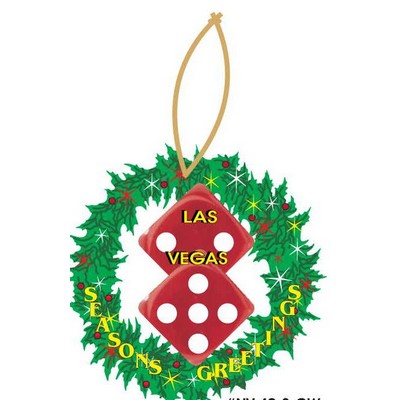 Las Vegas Dice Wreath Ornament w/ Clear Mirrored Back (12 Square Inch)