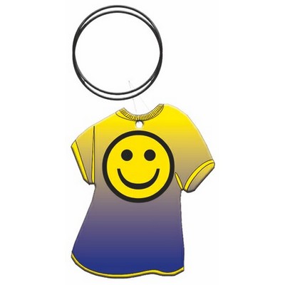Smiley Face T-Shirt Key Chain w/Clear Mirrored Back (4 Square Inch)