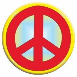 Peace Sign Round Metal Photo Magnet (2 1/2" Diameter)