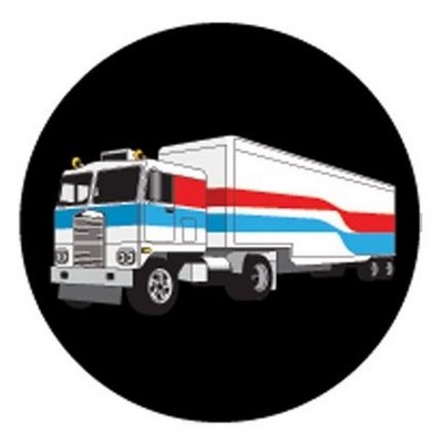Semi Truck Round Metal Photo Magnet (2 1/2")