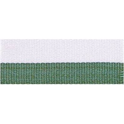 "V" Neck Ribbon - White/Green - Snap Clip - 1-1/2" Wide x 32" Long