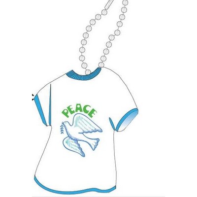 Peace Dove Promotional T Shirt Key Chain w/ Black Back (4 Square Inch)