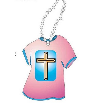 Gold Cross Promotional T Shirt Key Chain w/ Black Back (4 Square Inch)