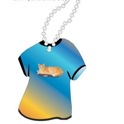 Angora Cat Promotional T Shirt Key Chain w/ Black Back (4 Square Inch)