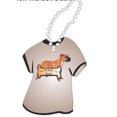 Pitbull Terrier Promotional T Shirt Keychain w/ Black Back (4 Square Inch)