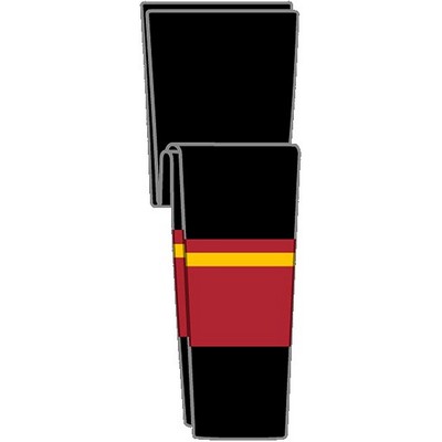 Calgary Pro Series Black Away Socks w/Gold & Red Stripes