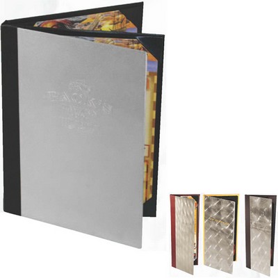 Triple Panel 4 View Aluminum Front Menu Cover--HOLDS FOUR 4 1/4"x14" Inserts