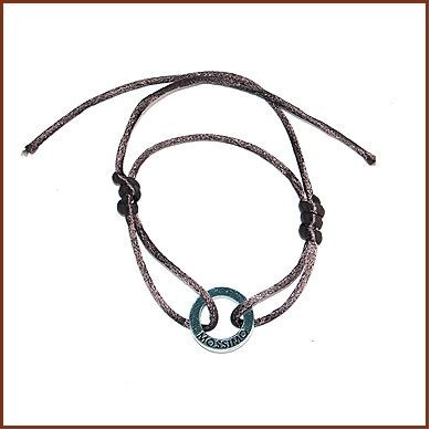 7/8" Pewter Debossed Lifesaver On A 8" Satin Cord Sliding Knot Bracelet