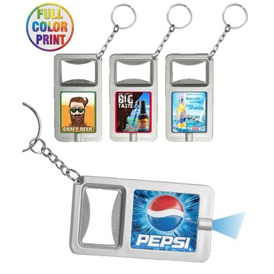 Union Printed - Bottle Opener With LED Flashlight Keychain - Full Color Logo