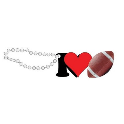 I Love Football Promotional Key Chain w/ Black Back (10 Square Inch)
