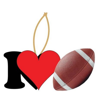 I Love Football Promotional Ornament w/ Black Back (3 Square Inch)