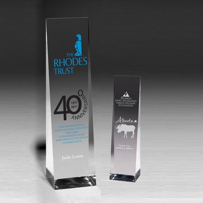 Screen Printed Angled Obelisk Award (9 1/2"x 2 1/2"x 2")