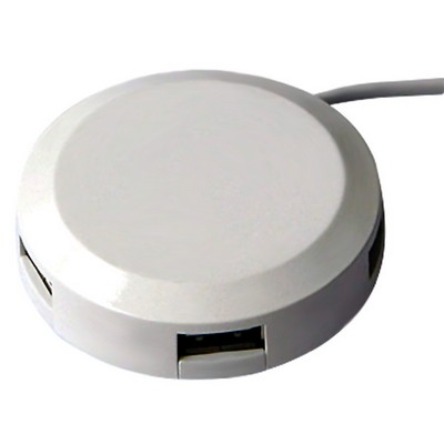 Round White Plastic Hub - 4 Port (2.36"x0.47")