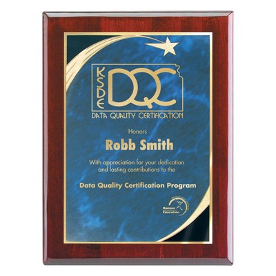Plaque - 7"x9" Rosewood Wall Plaque with Blue Star Achievement Plate (5"x7")