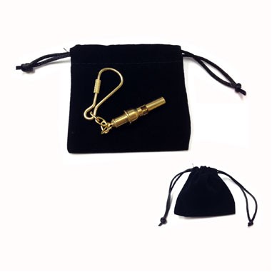 Mini Whistle Keychain w/Velveteen Pouch