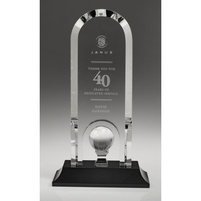 Large Optical Crystal Optima Golf Award w/Black Base