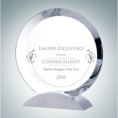 Contemporary Circle Optical Crystal Award Plaque