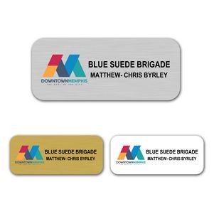 3" x 1.25" Aluminum Name Badge w/Full Color Imprint & Personalization