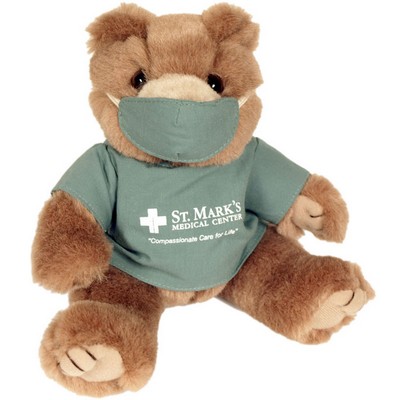 8" Green Scrubs Bear Stuffed Animal w/One Color Imprint