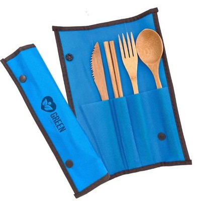 Blue Bamboo Utensil Set