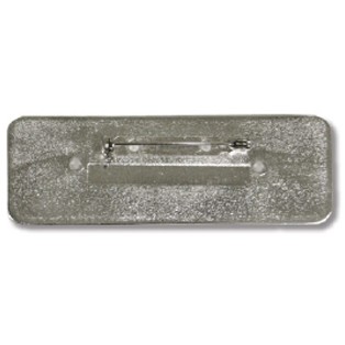 Silver Aluminum Framed Metal Badge w/Pin Backing Blank (3"x1")