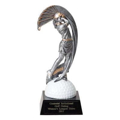 6 ¼" Female Golfer Trophy w/Golfing Figure