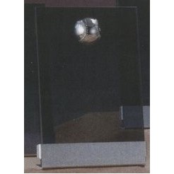Smoked Glass Plaque Award w/Silver Baseball Accent, Plastic Mounts & Base (7"x9.5")
