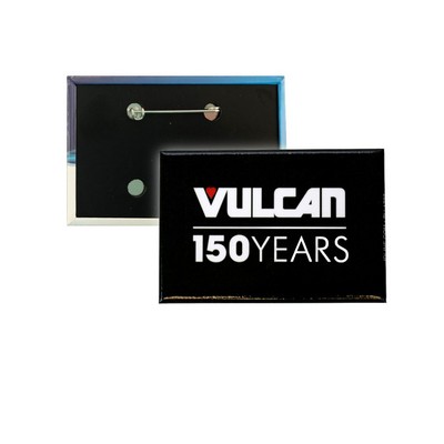 USA Made Celluloid Rectangle Button (2"x3") (Horizontal Pin)