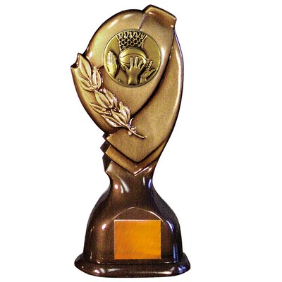 Stock Classic 10" Trophy with 2" Basketball Coin and Engraving Plate