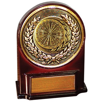 Stock 5 1/2" Medallion Award With 2" Darts Coin and Engraving Plate