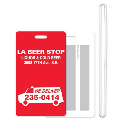Luggage Tag (2 1/2"x4 1/4") Spot Color Front Imprint Write-On Panels on Back with 6" Loop