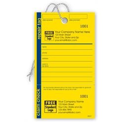 Repair Tags in Yellow w/ Navy Border