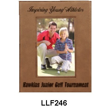 Custom Laser Engraved Leatherette Picture Frame-Dark Brown/Engraves Black, Small