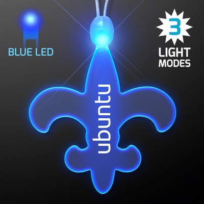 Light Up Fleur de Lis Acrylic Necklace with Blue LED - PRINTED