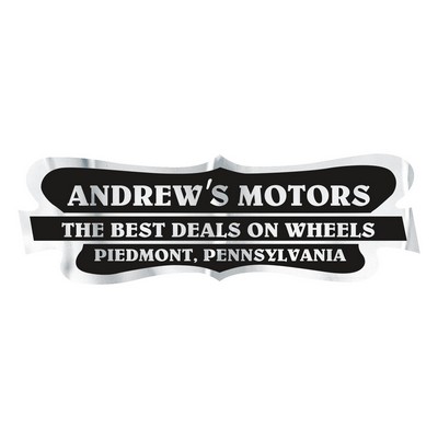 Car-Cal Dealer Decal | Curved Three Panel | 1 7/8" x 5 3/4" | Brushed Chrome