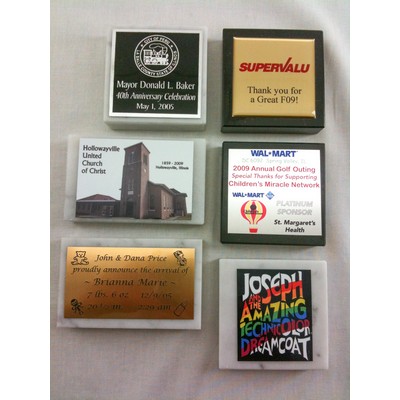 White Or Black Marble Paperweight (3"x3")