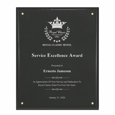Classic Leatherette on Black Plaque - Black/Silver