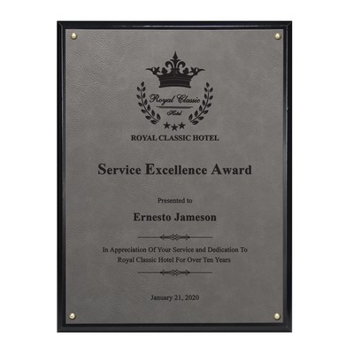 Classic Leatherette on Black Plaque - Gray
