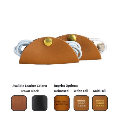 Full-Grain Leather Cord Organizer w/Snap Button