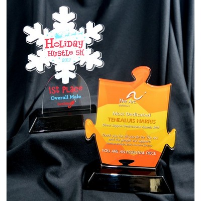 5"X7"X1/4" clear acrylic with full color on black snap base