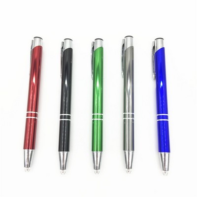 Metal Click Action Pen With LED Light And Silver Trim