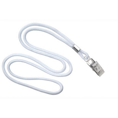 1/8" Blank Lanyard w/Bulldog Clip (White)