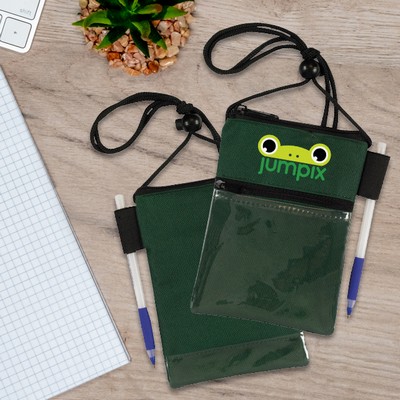 ID Me 2 Dual Zipper Pocket Badge Holder & Passport Pouch