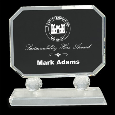 Rectangle Crystal Award on Clear Pedestal Base (7")