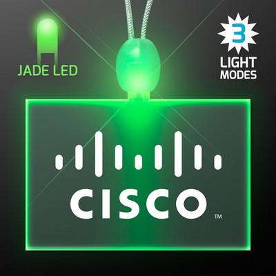 Light Up Promotional Acrylic Rectangle Necklaces with Green LED - PRINTED